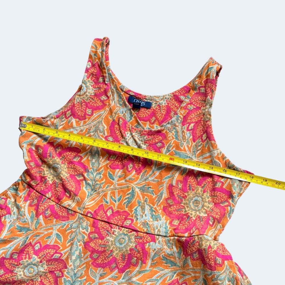 Chaps Orange Pink Floral Sleeveless Fit Flare Midi Dress XL Boho Cottagecore - Picture 6 of 8